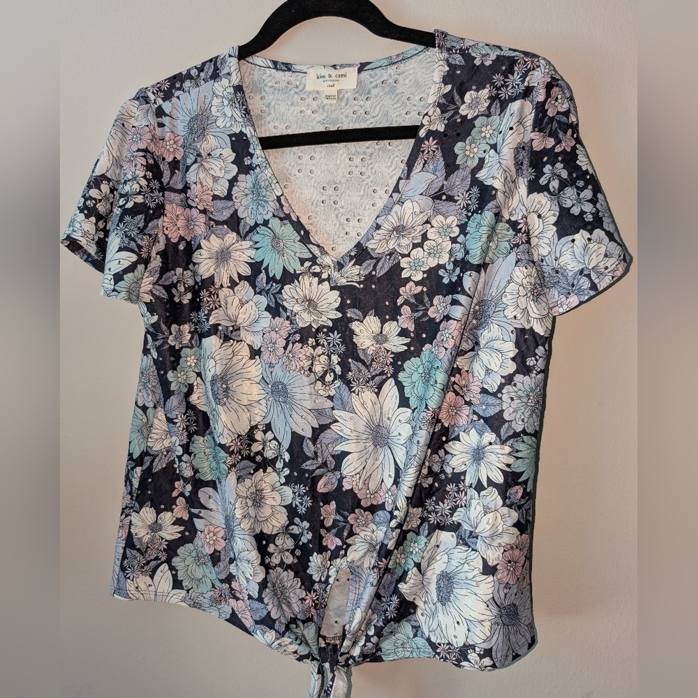 Kim & Cami Blue and Pink Short Sleeve Tee